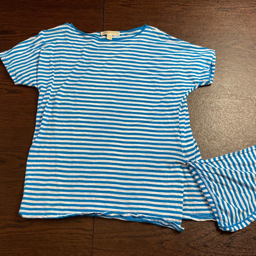 Michael Kors Striped Blue Shirt Tie Size Small
